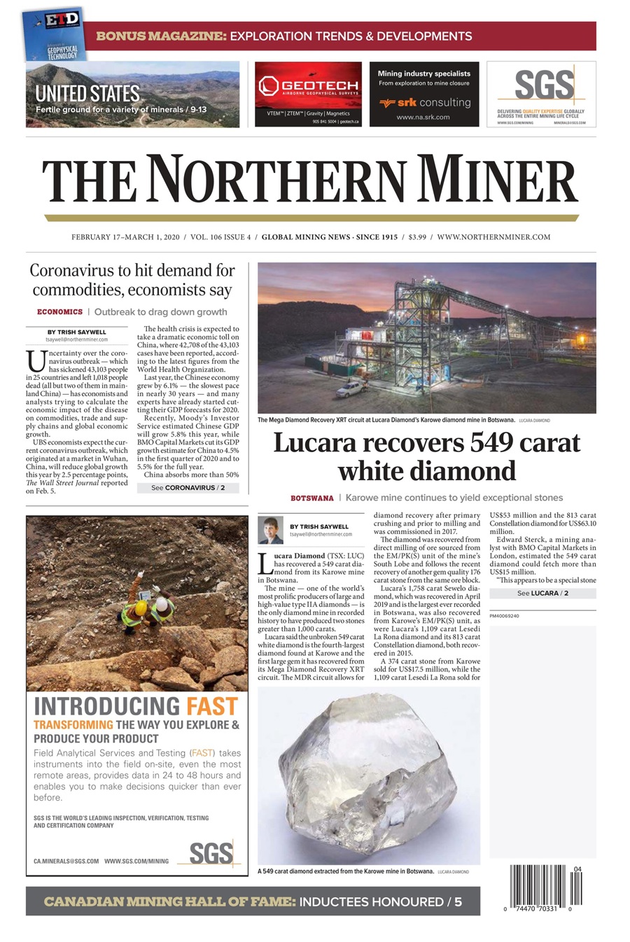The Northern Miner Magazine - Vol. 106 No.4 Back Issue